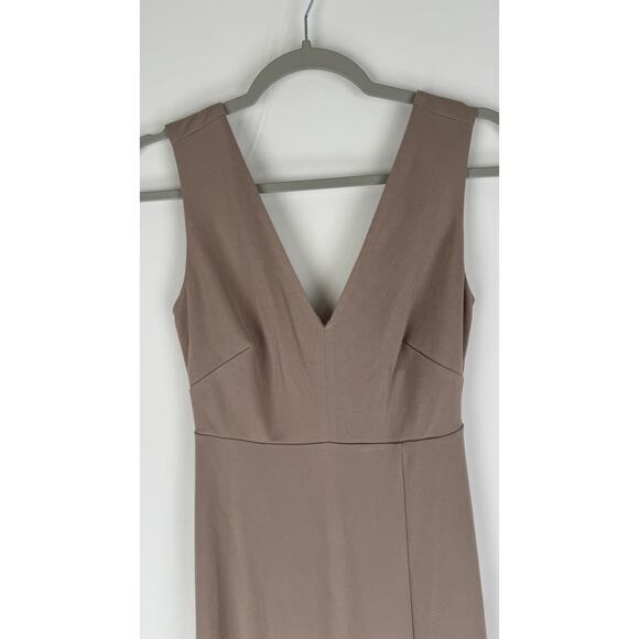 Birdy Grey Shamin Maxi Dress Crepe Womens Small Taupe Bridesmaid New - Picture 4 of 10